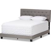 Cassandra Queen Bed n Tufted Light Gray Fabric